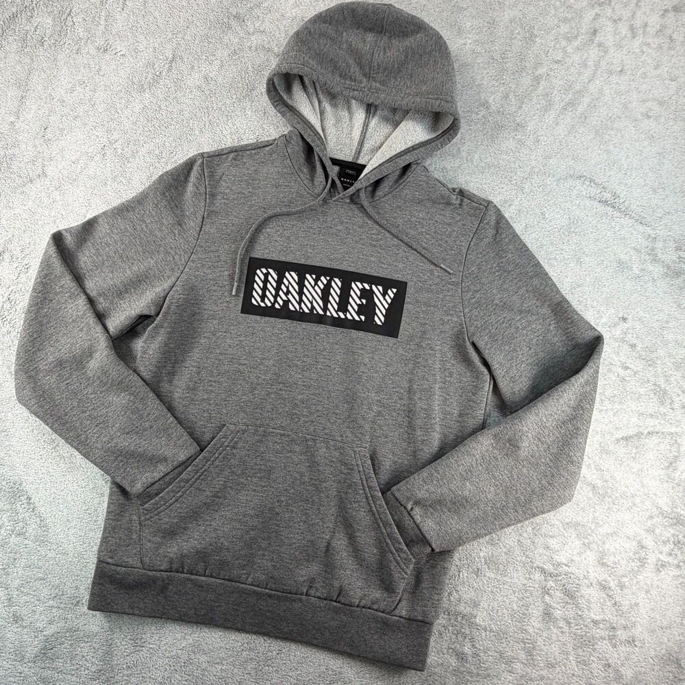 Oakley Mens Small Gray Pullover Hoodie Custom Fit Logo Graphic Sweatshirt